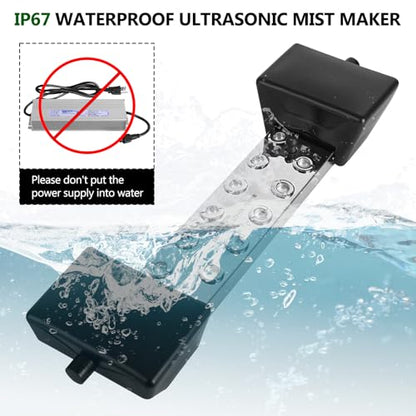 Ultrasonic Mist Maker 12 Heads, 9000ml/H Ultrasonic Fogger w/Float, 400W Waterproof Power Supply, for Halloween Atmosphere, Fish Tank, Greenhouse, Landscape