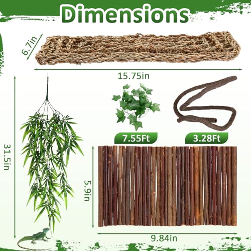 Foilswirl Bearded Dragon Tank Accessories Reptile Bridge Hammock Plants Jungle Climber Vines Terrarium Branch Plants Habitat Decoration for Hiding Climbing Snake Gecko Lizard Chameleon - style: Reptile Bridge