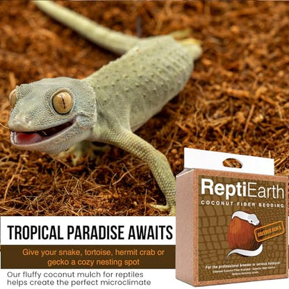 ReptiEarth Reptile Bedding, Fluffy Coconut Fiber Substrate Organic Coco for Bioactive Snake Terrarium, Lizard Tanks with Plants, for Frog Habitat, Tarantula or Hermit Crab Enclosure (72 Quart Block) - size: 1 Breeder Block