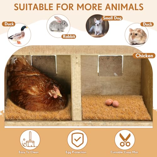 Teenyyou 24 Pack Chicken Nesting Box Pads, 13 x 13 x 1.18 Inch Washable Nesting Pad for Chicken Coop, Artificial Grass Rug Carpet Reusable Nest Box Bedding Fake Synthetic Turf Mat for Hen Laying Eggs
