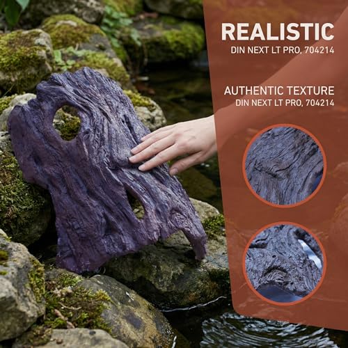 Driftwood Koi Sanctuary, Outdoor Pond Fish Refuge with Weighted Base, Natural Looking Hiding Shelter to Protect Goldfish and Koi from Herons - color: Imitation Wood, size: Large