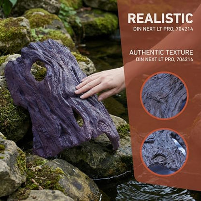 Driftwood Koi Sanctuary, Outdoor Pond Fish Refuge with Weighted Base, Natural Looking Hiding Shelter to Protect Goldfish and Koi from Herons - color: Imitation Wood, size: Large