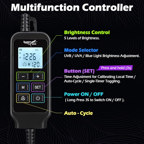 UVB Light for Reptiles 16W 27.5IN LED UVA UVB Terrarium Lamp with 4 Auto Modes for Ferguson Zones UVB Bulb with Timer for Rainforest and Desert Reptiles, Geckos, Chameleons and Bearded Dragons - size: 16W-27.5IN