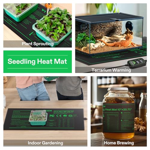 VIVOSUN 48"x20.75" Seedling Heat Mat with Built-in Temperature Controller, UL & MET-Certified Waterproof Plant Heating Pad for Germination, Hydroponics, Brewing, Breeding, and Greenhouses (Pack of 2) - size: 48"x20.75" (Pack of 2)