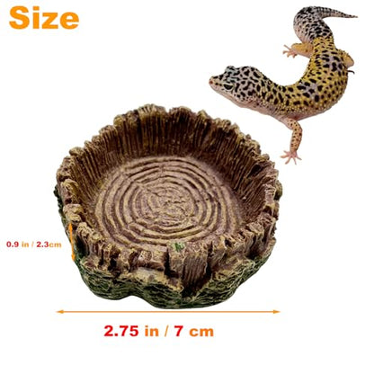3 Pack Small Reptile Food Bowls, Reptile Feeding Terrarium Bowls for Bearded Dragon Lizard Frog Gecko Tortoise Hermit Crab Snail (Brown) - color: Brown - 3 Pack S Round Bowls