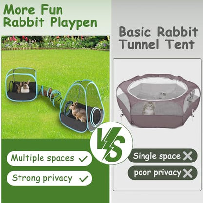 YUEPET Large Rabbit Tunnel, Bunny Tunnel for Small Pets, Ferret playpen | 3-in-1 Play Tunnel & Cube Tent, Breathable Mesh Rabbit Runs, Pop-Open Setup, Indoor Outdoor Use - color: Mesh Black Blue