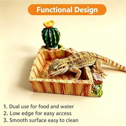 Reptile Food Water Dish, Aquarium Reptile Feeding Dish Bowl for Tortoises Turtles Lizards, Perfect for Gecko, Bearded Dragon, Snake, Frog, Ball Python
