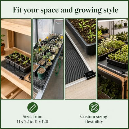 Seedling Heat Mat 11 in x 60 in, Even Heating, Water-Resistant Pad | Made in USA, Helps Warms 10-20°F Above Ambient, Long Plant Warming for Seed Starting, Germination, Propagation & Hydroponics - size: 11" x 60"