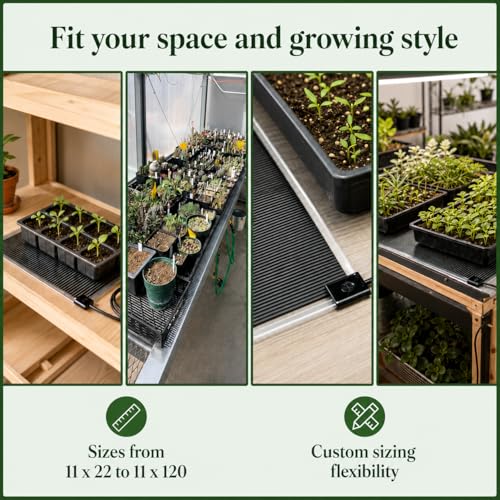 Seedling Heat Mat 11 in x 36 in, Even Heating, Water-Resistant Pad | Made in USA, Seed Starting, Helps Warms 10-20°F Above Ambient for Faster Germination, Propagation, Hydroponics & Greenhouse - size: 11" x 36"
