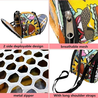 Hamiledyi Hamster Carrier Bag Gerbil Outgoing Travel Pouch Sugar Glider Breathable Carrying Strap with Zipper Suitable for Rat Hamster Mice