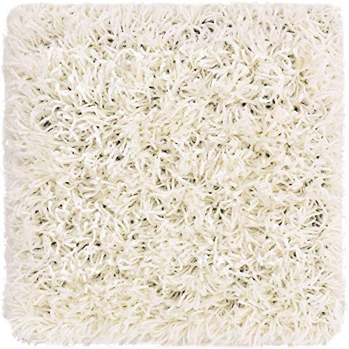 Unique Loom Solid Shag Collection Area Rug (1' Square, Snow White) - color: Snow White, size: 1' x 1' (Square)