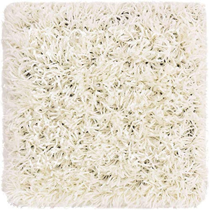 Unique Loom Solid Shag Collection Area Rug (1' Square, Snow White) - color: Snow White, size: 1' x 1' (Square)
