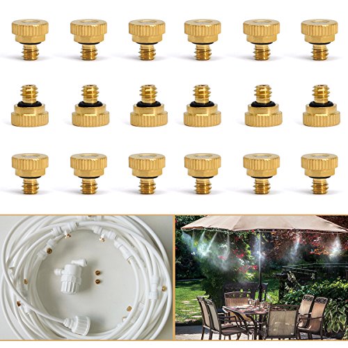 32 Pack- Brass Misting Nozzles For Outdoor Cooling System, 0.012” Orifice (0.3 mm) 10/24 UNC