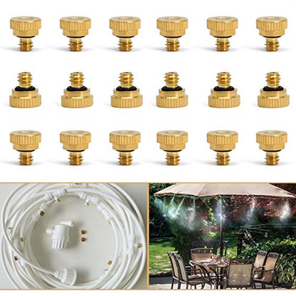 32 Pack- Brass Misting Nozzles For Outdoor Cooling System, 0.012” Orifice (0.3 mm) 10/24 UNC