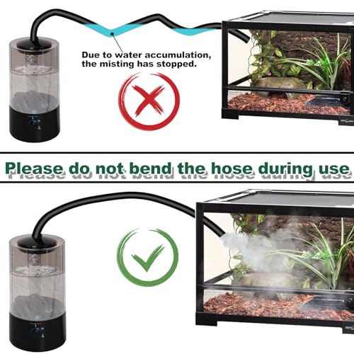 4L Reptile Humidifier Fogger with Extended Hose - Adjustable & Quiet Fogger | Mister for Chameleon, Bearded Dragon, Amphibians - Large Capacity(Black) - color: Black