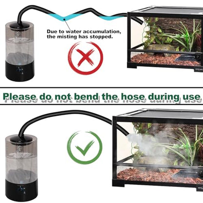 4L Reptile Humidifier Fogger with Extended Hose - Adjustable & Quiet Fogger | Mister for Chameleon, Bearded Dragon, Amphibians - Large Capacity(Black) - color: Black