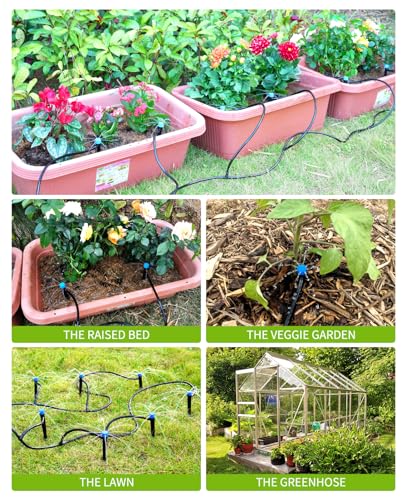 HIRALIY 100ft Drip Irrigation Kit Plant Watering System 8x5mm Blank Distribution Tubing DIY Automatic Irrigation Equipment Set for Garden Greenhouse Flower Bed Patio Lawn - size: 98.4 ft
