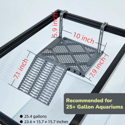 SolidForm Hanging Turtle Basking Platform with Built-in Food Tray, Zero Zip-Tied, Non-Slip Ramp Terrace, Resting Turtles Dock, for 25–75 Gallon Aquariums Frog Turtle Turtle Tank Accessories - size: Medium（10×7.8inches）