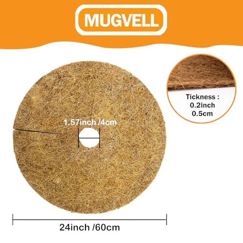 Coco Coir Mulch for Landscaping, 24 Inch Coconut Liners for Planters, 3 Pcs Coconut Fiber Tree Ring, Plant Covers from Animals,Dirt and Tree Protectors - size: 24in-3pcs