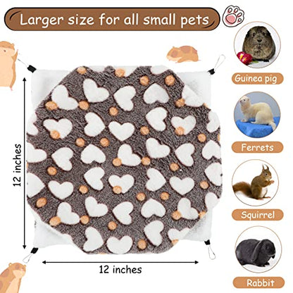 Boao 2 Pcs Guineas Pig Rat Hammock Guinea Pig Hamster Ferret Hanging Hammock Guinea Pigs Accessories for Small Animals Chinchilla Parrot Sugar Glider Ferret Squirrel(Purple, Coffee,Heart Pattern) - color: Purple, Coffee