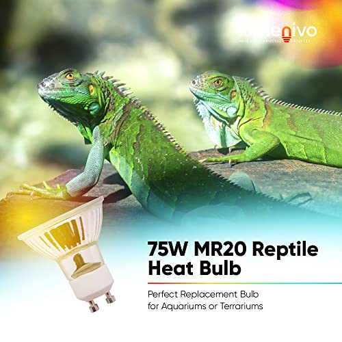 75W MR20 Heat Light Bulb for Reptiles Reptile Light - 1 Pack | Carolina Custom Cages UVB Halogen Basking Light GU10 Twist Lock Base Bulb for Turtle · Bearded Dragon · Other Reptiles