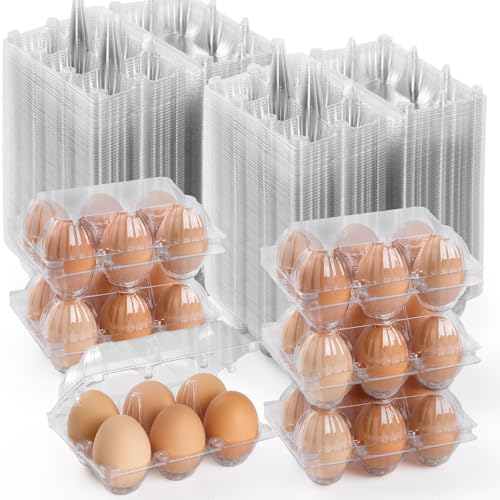 200PCS Plastic Egg Cartons 6 Count, Half Dozen Egg Cartons Cheap Bulk,Clear | Reusable Egg Carton Holder for Family, Pasture, Farm Markets Display - Medium Egg Containers 2x3 Grids - style: 2x3Grids-200count