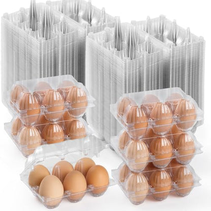 200PCS Plastic Egg Cartons 6 Count, Half Dozen Egg Cartons Cheap Bulk,Clear | Reusable Egg Carton Holder for Family, Pasture, Farm Markets Display - Medium Egg Containers 2x3 Grids - style: 2x3Grids-200count