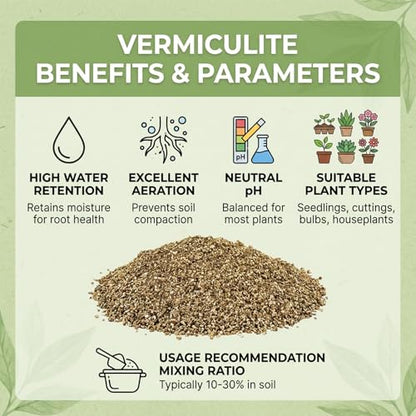 Sukh 14.6oz Organic Vermiculite for Plants - Gardening & Potting Supplies | Soil Amendment for Seed Starting, Indoor Potting, Gardening, Fine - Moisture Retention, Coarse - Aeration & Drainage - size: 1-3MM
