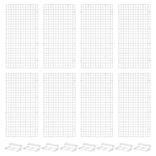 BENECREAT 8 Pcs Clear Aquarium Lid Hood, 5.9x11.7x0.3 Inch Rectangular Fish Tank Top Cover, Plastic Grid Isolation Board with 8 Pcs Aquarium Plastic Cover Board Clips