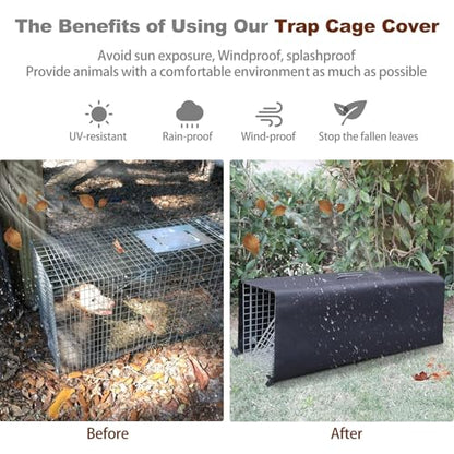 Live Animal Trap Cage with Cover, Heavy Duty Cat Trap for Stray Cats | Folding Skunk Traps Cage with Real Door for Raccoon, Groundhog, Skunk, Feral Cats, Squirrel-(32 x 10 x 12 inches)