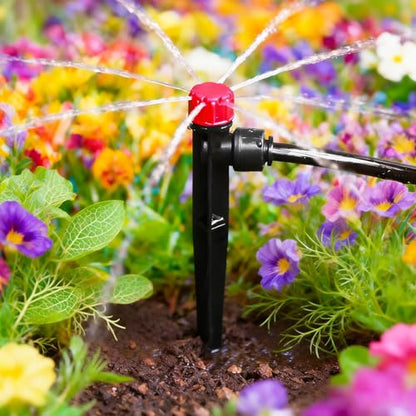 Push-to-Fit Drip Irrigation Emitters for 1/4" Drip Irrigation Tubing, 30 Pieces Adjustable 360 Degree Water Flow Drippers Sprayer on Stake 360° Full Circle Multi-Stream Irrigation Drippers - size: Push-to-fit Stream Emitters - 30 Pieces