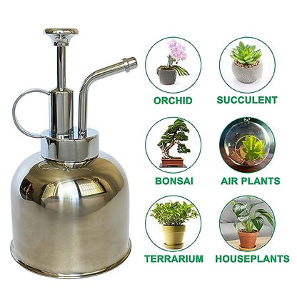 Stainless Steel Plant Sprayer, Small Watering Can for Indoor Potted Plants - color: 10oz/Gloss Silver