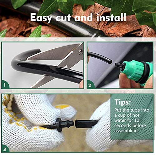 400FT 1/4” Drip Irrigation Tubing, 7mm OD x 4mm ID Hose, Black | Durable UV-Resistant Hose, Compatible with 1/4" Barbed Tees, Micro-Emitters & Misters for Home Garden Watering Systems - size: 400FT