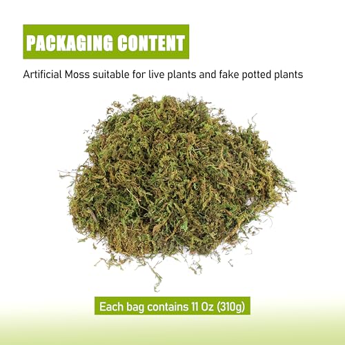 11 OZ Artificial Faux Green Moss for Crafts, Decorative Fake Moss Plant | Artificial Moss for Crafts, 11 OZ, Faux GreenDecorating Plants Indoor, Pot Filler for Artificial Plants