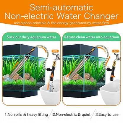 hygger Upgrade Aquarium Water Changer Kit, Semi-Automatic Fish Tank Gravel Cleaner, with 33 FT Water Hose, Flow Control Valve - size: 33FT