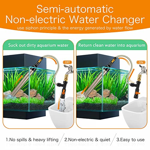 hygger Upgrade Aquarium Water Changer Kit, Semi-Automatic Fish Tank Gravel Cleaner, with 49 FT Water Hose, Flow Control Valve - size: 49FT