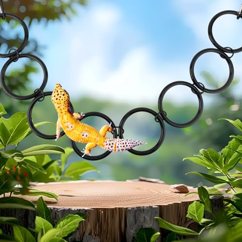 Snake Climbing Rings for Ball Python, 8-Rings Corn Snake Climbing Chain Toys Reptile Enrichment Toys Habitat Perch Tank Enclosure Cage Terrarium Accessories Decor for All Kinds of Small Reptiles