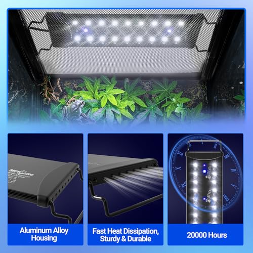 REPTIZOO UVB Reptile Light with Dimming, 10 inch UVA UVB LED Lamp for Bearded Dragon Turtle, 10W UVB Bulb Aluminum Fixture with Controller, 5 UVI Auto Mode, 0–100% Dimming & 9 Timer, Power-Off Memory - size: 10“