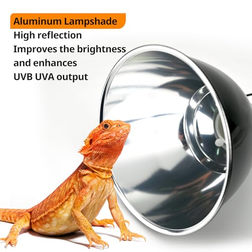 Reptile Light Fixture 2 Pack 7.5Inch Deep Dome Lamp Fixture,Optical Reflection Reptile Heat Lamp Bulb Lampshade for Bearded Dragon, Turtle, Snake and Lizard Terrarium - size: 7.5inch 2Pack