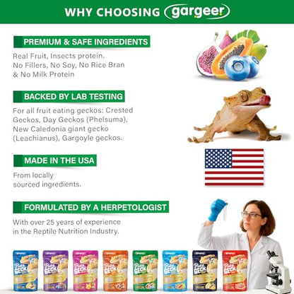 Gargeer 2oz Picky Geck Rainforest Mist - Crested Gecko Food. Made in USA | Pure canopy wellness! Antioxidant blueberry & fig blend packed with BSFL protein & probiotics. No rice bran or milk protein - size: 2 Ounce (Pack of 1)
