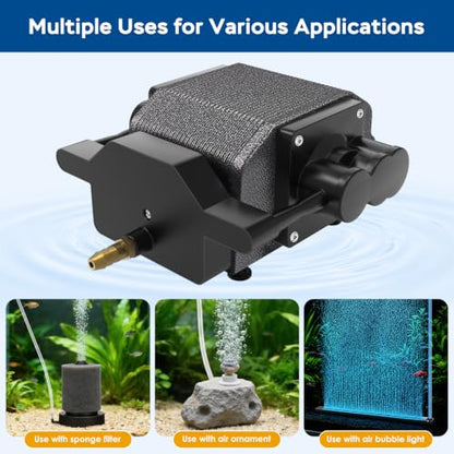 AquaMiracle Quiet Aquarium Air Pump 200/317/475GPH High Pressure Commercial Air Pump Pond Aerator Bubbler Hydroponics Air Pump Oxygen Pump - size: For Tanks up to 1200 Gal