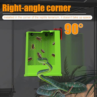 Bearded Dragon Feeder, Escapeproof Corner Reptile Feeder Box with Suction Cups for Lizard, Lguana, Gecko, Bearded Dragon - size: M