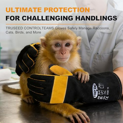 TOPDC Animal Handling Gloves, 16-Inch Bite & Scratch Resistant for Dog Cat | Arm Sleeve Design Helps Protect Hands and Forearms During Dog and Cat Grooming, Training, and Vet Visits