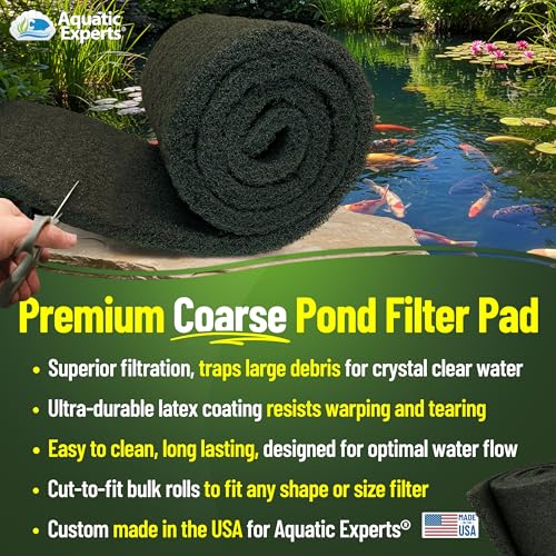 Aquatic Experts Classic Koi Pond Filter Pad COARSE – Bulk Roll Pond Filter Media, Rigid Ultra-Durable Latex Coated Fish Pond Filter Material US (16" x 56", Coarse (Black)) - size: 16" x 56"