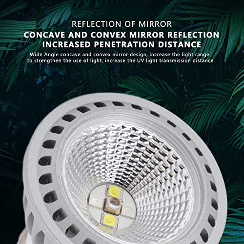 Sun Basking Lamp Bulb, Turtle Basking Light Bulb UVA UVB Concave and Convex Mirror Full Spectrum LED Reptile Heat Lamp Bulb Replacement (Silver 5.0) - color: Silver 5.0