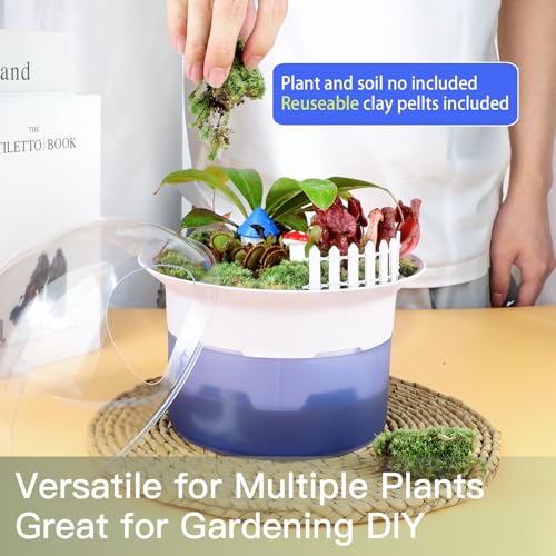 Large Plant Venus Fly Trap Terrarium Pot with Grow Light,Timer&Metal Stand | Self Watering Planter Pot for African Violet,Venus Fly Trap,Carnivorous Plants, Herbs,Flowers,Christmas Gift for Garden Lover