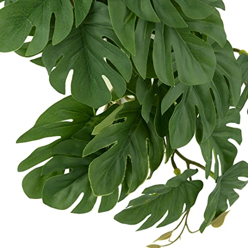 Reptile Terrarium Plants, Hanging Fake Monstera with Suction Cups | Fits Gecko Snake Ball Python Frog Amphibian Habitat Décor - color: Fake Monstera