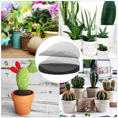 20 Pcs Flower Pot Hole Mesh Pad, 4 Inch Round Bonsai Pots Bottom Grid Mat Keep Soil from Flowing Away Plant Pot Drainage Mesh Hole Screens for Garden Outdoor Potted Plants