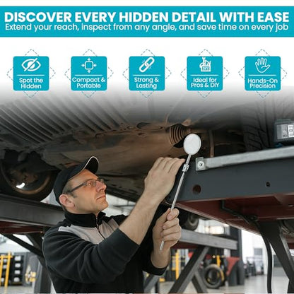 2-Pack Telescopic Insp Mirror 5-21" Swivel | Extend And Swivel To Inspect Hard To Reach Mechanical Spots - color: Mirror