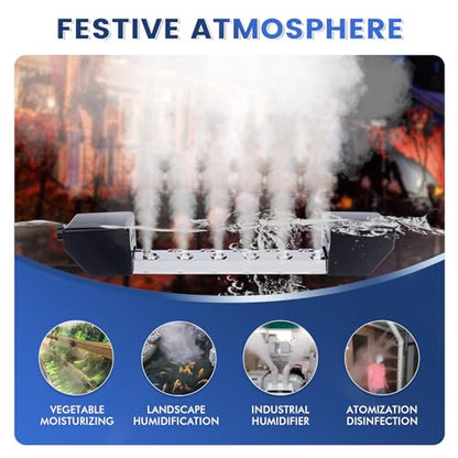 Ultrasonic Mist Maker 12 Heads, 9000mL/H Pond Fogger with 400W Power Supply Buoy Replacement Discs for Pond, Garden, Rockery, Greenhouse,Mushroom Halloween Decoration (12 Heads) - style: 12 Heads